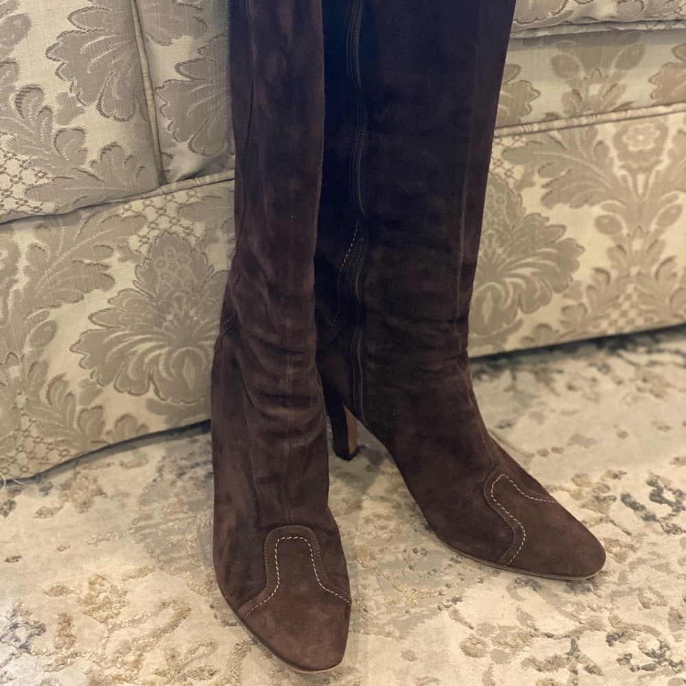 Adrienne Vittadini chocolate suede tall boots